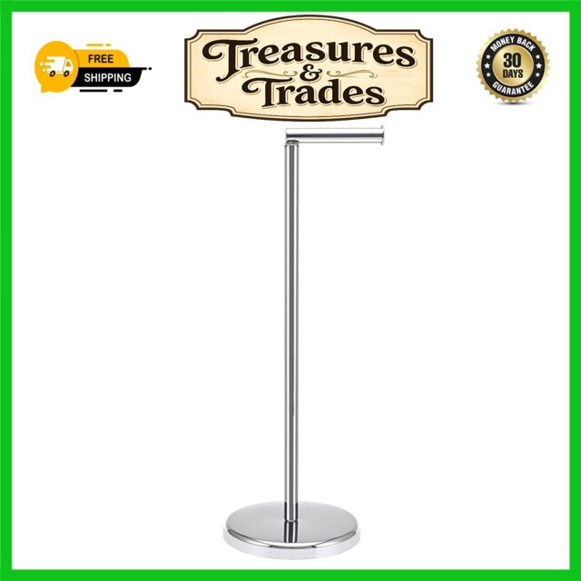 Modern Free Standing Toilet Roll Holder Stainless Steel 19x19x55cm
