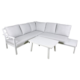 Dellonda Kyoto White 3 Piece Outdoor Garden Corner Sofa & Coffee Table