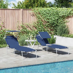 Sun Lounger Folding 2-person 2 Pcs Blue 58 X 188 X 77cm Fabric Vidaxl