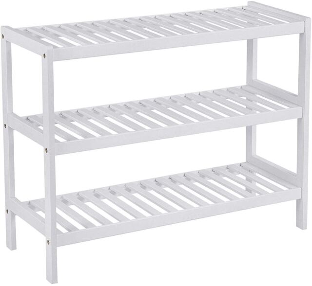 3 Tier Natural Wooden Bamboo Shoe Racks Storage Organiser Stand Shelf