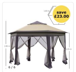 Outsunny Hexagon Patio Gazebo Pop Up Outdoor Double Roof Shelter With