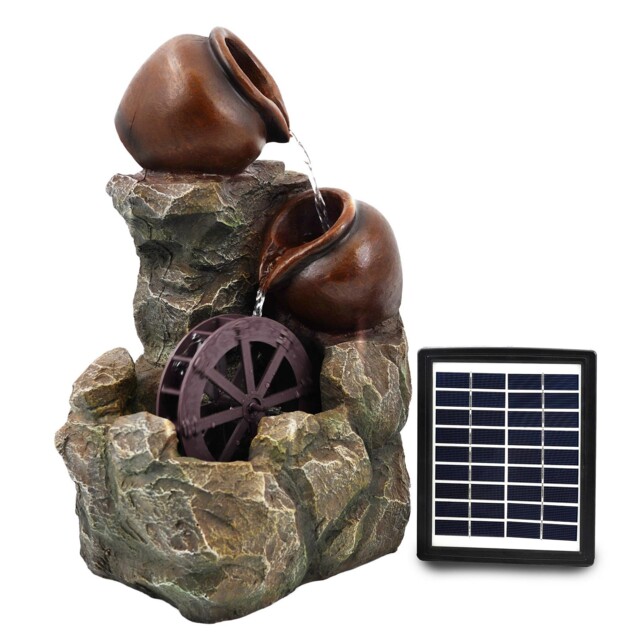 Solar Water Fountain Home Garden Decoration Led Cartwheel Solar Water