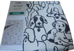 Charcoal Dogs Soft Touch Size Double Duvet Cover Set Reversible Dogs