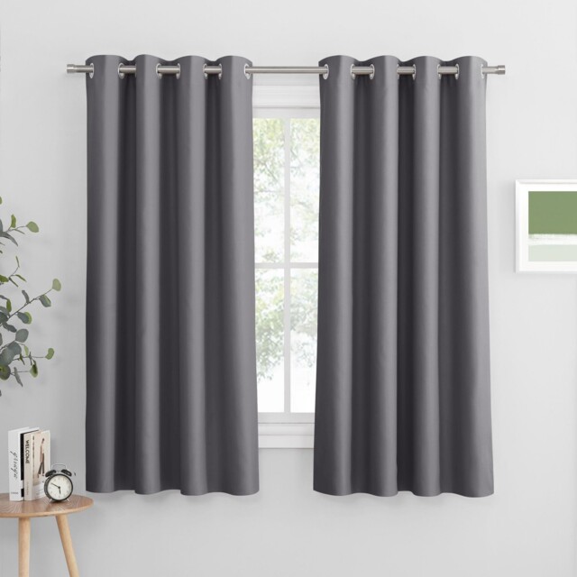 Pony Dance Grey Blackout Thermal Insulated Curtains For Bedroom, 46 X