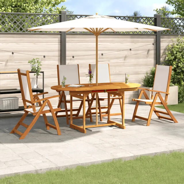 5 Piece Garden Dining Set Solid Wood Acacia And Textilene Vidaxl