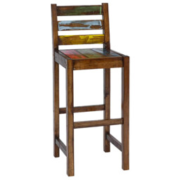Bar Stool Multicolour Solid Reclaimed Boat Wood 40x44x106 Cm Seat 75