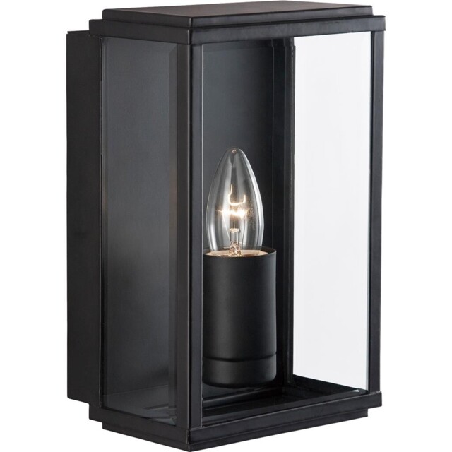 Searchlight 8204bk Box Wall Light, Ip44, Black Metal & Glass