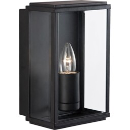 Searchlight 8204bk Box Wall Light, Ip44, Black Metal & Glass
