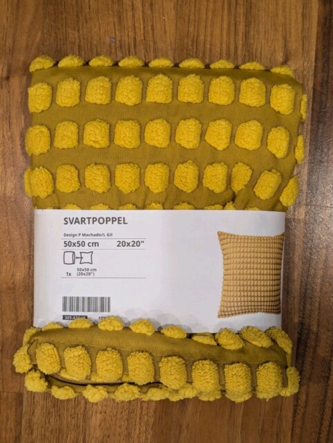 "Ikea Svartpoppel Yellow Cushion Cover 20x20"" / 50x50 Cm"
