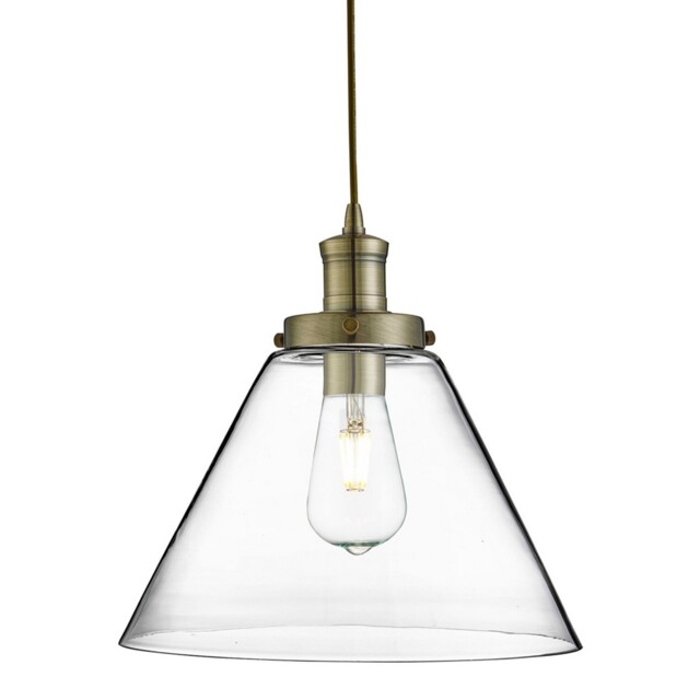 Antique Brass Ceiling Fitting Pendant Light Fitting Glass Shade Home
