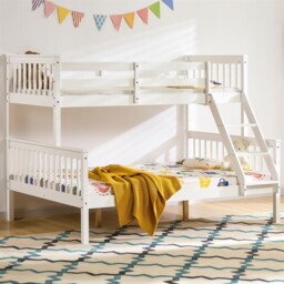 Triple Sleeper Bunk Bed Solid Wood Frame Kids Childrens Double Single