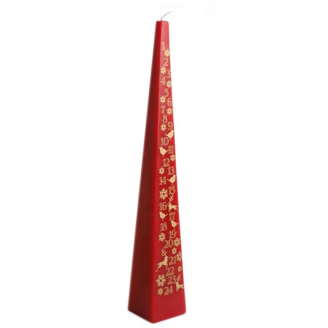 Pyramid Countdown To Christmas Advent Candle 33cm Red