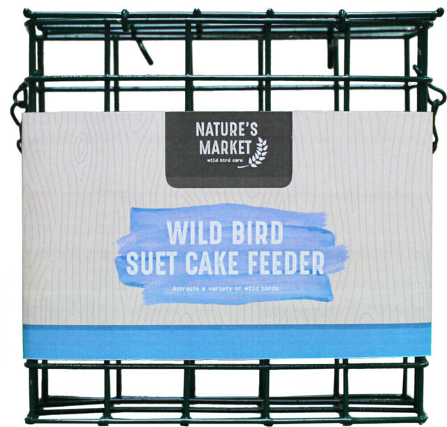 Suet Block Feeder Wild Bird Cake Holder Green Coated Steel Hanging