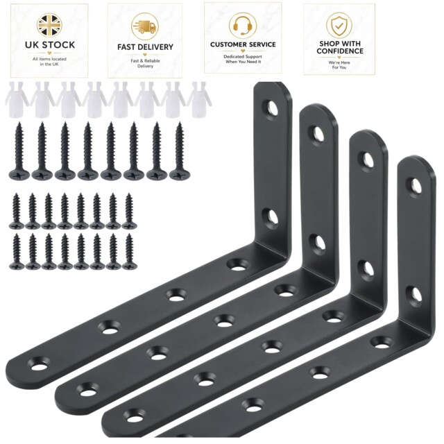 Elegant Matte Black Heavy Duty Shelf Brackets - Wall-mounted Support