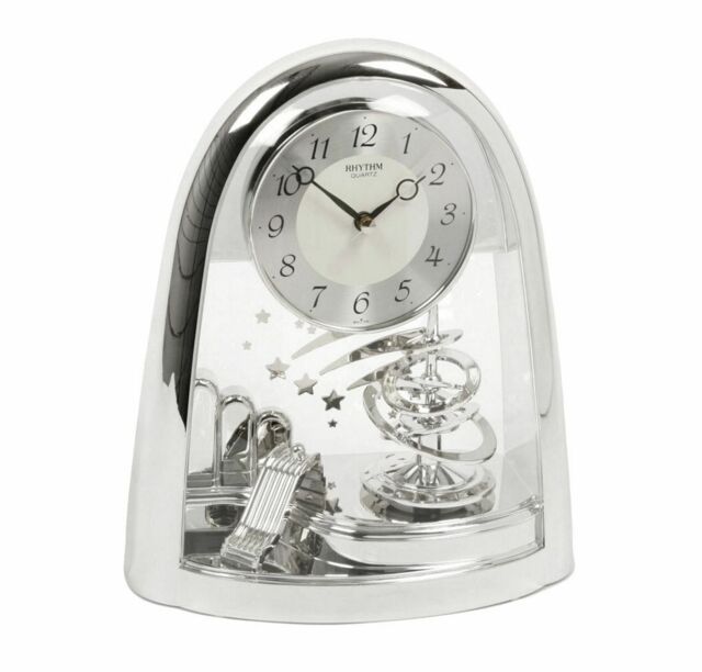Rhythm Silver Astrological Mantel Clock With Pendulum 4sg607ws19