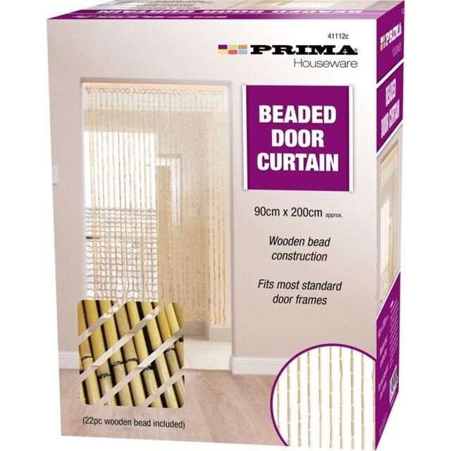 Beaded Door Curtain Wooden Home Accessory Screen Blind 90 X 200 Cm