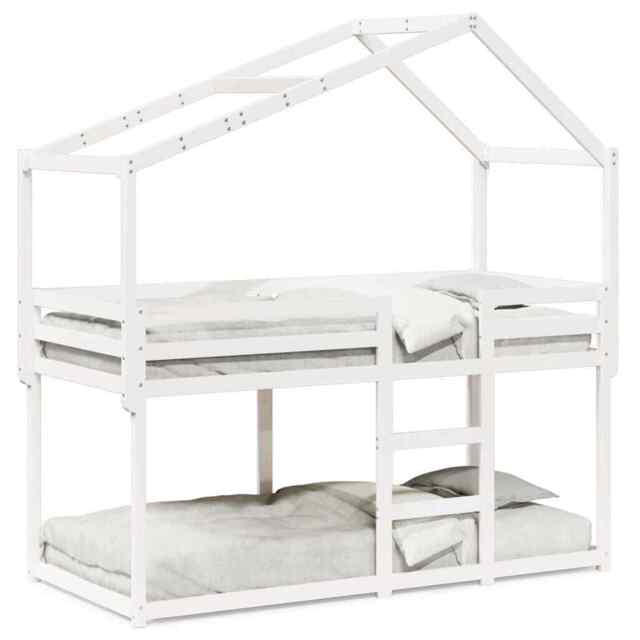 Bunk Bed With Roof White 80x200 Cm Solid Wood Pine Vidaxl