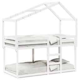 Bunk Bed With Roof White 80x200 Cm Solid Wood Pine Vidaxl