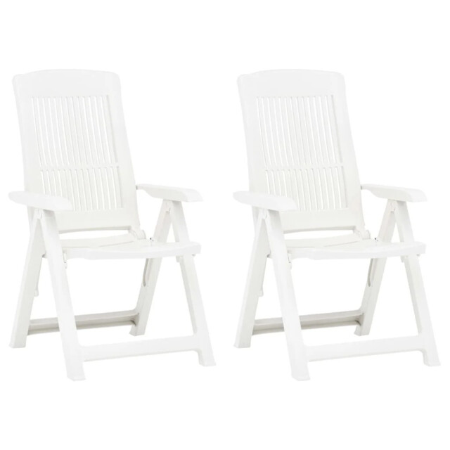 Outdoor Patio 2pcs Plastic Garden Reclining Chairs Set Outside Seats