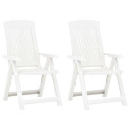 Outdoor Patio 2pcs Plastic Garden Reclining Chairs Set Outside Seats