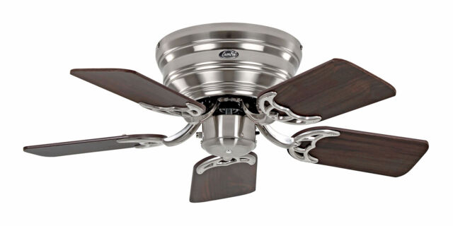 Hugger Style Ceiling Fan Low Profile Classic Flat Chrome Flush Mount