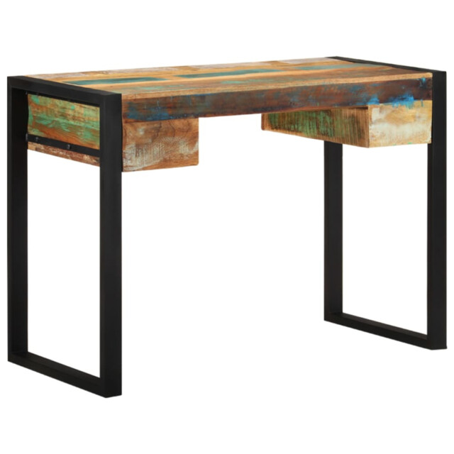 Desk Solid Mango Wood 110x50x77cm Brown Powder-coated Steel Frame With