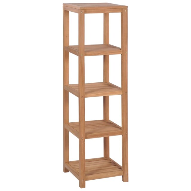 Solid Teak 4-tier Bathroom Storage Rack 42x42x165cm Shelf Display Unit