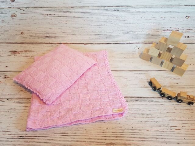 Soft Handmade Baby Blanket With Pillowcase, Beautiful Pink
