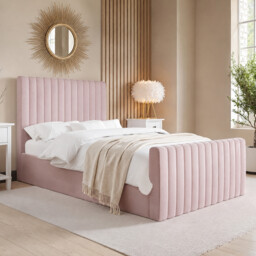 Pink Bed Double Side Ottoman Bed In Baby Pink Velvet Beautiful Storage
