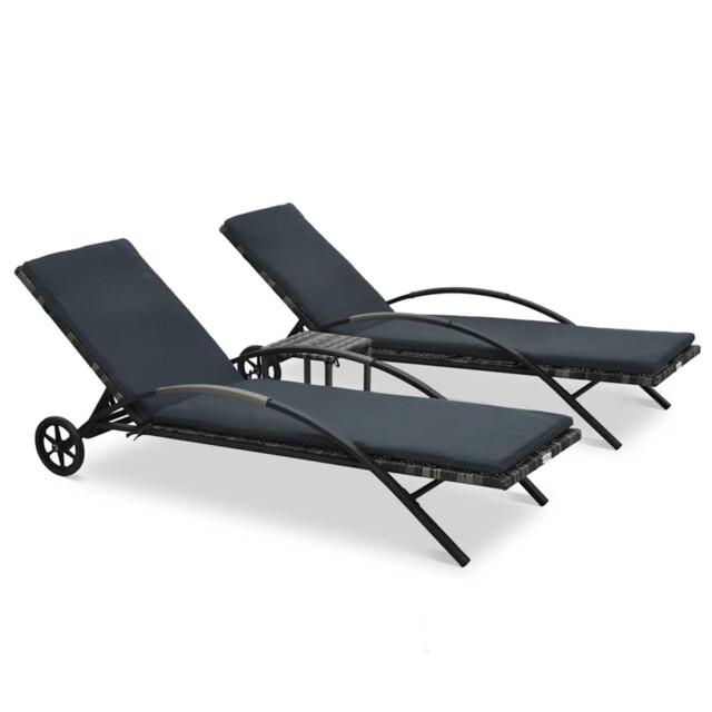 Sun Lounger Set Anthracite Pe Rattan & Powder-coated Steel