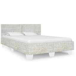 Bed Frame Grey Natural Rattan 140x200 Cm Vidaxl
