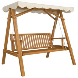 Outsunny 3 Seater Garden Swing Seat With Canopy, Cream White