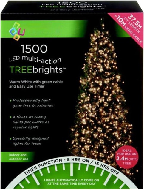 Premier Treebrights Led Multifunction Lights, Warm White With Green