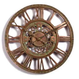Outdoor Indoor Garden Wall Station Clock Copper Plate Effect, 30cm