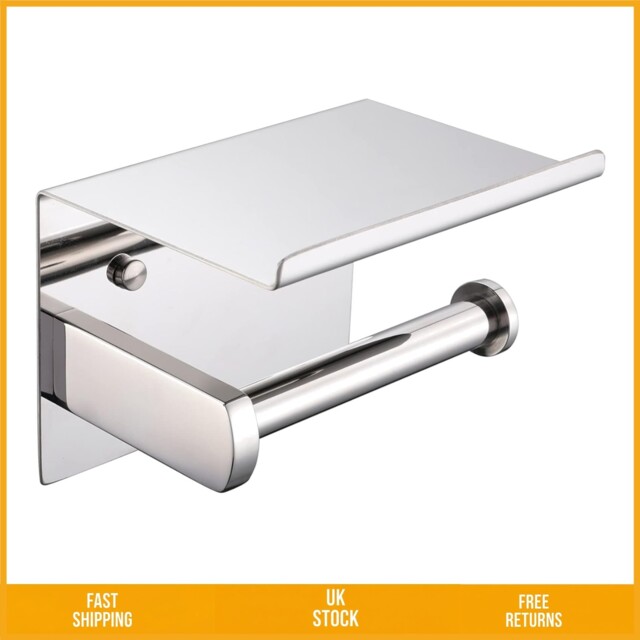 Sleek Polished Chrome Stainless Steel Toilet Paper Roll Holder With