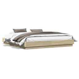 Bed Frame Sonoma Oak 200x200 Cm Engineered Wood Vidaxl