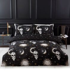 Tarot Skulls Moon Duvet Cover Set Bedding, Goth Halloween Gothic,