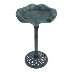 17430 Bird Bath With Solar Powered Light & Verdigris Metal