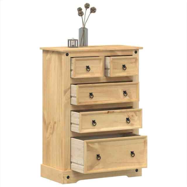 Chest Of Drawers Corona 80x43x114 Cm Solid Wood Pine Vidaxl