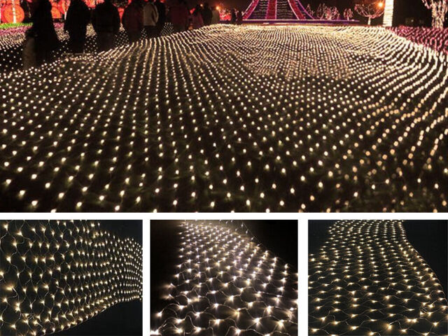 105 Solar Led Net String Light White Colour Sun Powered Outdoor Fairy