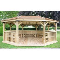 Gazebo 6m Premium Oval England Cedar Roofed Large Seats Up To 27