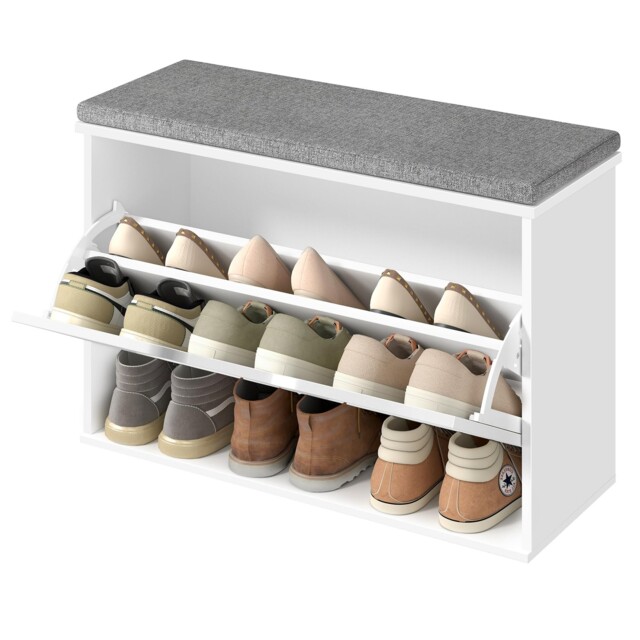 Vasagle Shoe Storage Bench With 80 X 30 X 53.5 Cm, Cloud White + Dove