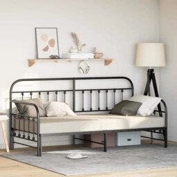 Daybed Frame With Headboard Black 90 X 200 Cm Steel Vidaxl