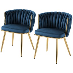 Homcom Velvet-feel Dining Chairs Set Of 2, Upholstered Kitchen Chairs