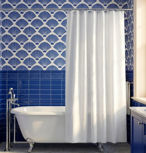 Croydex White Textile Shower Curtain 1800x1800mm Water Repellent &
