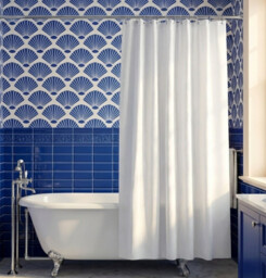 Croydex White Textile Shower Curtain 1800x1800mm Water Repellent &