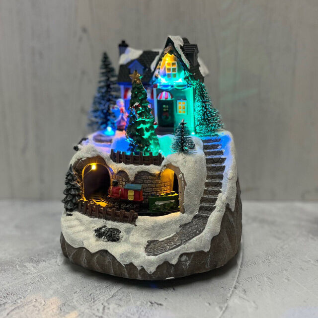 Christmas Village Scene Ornament Light Up Decoration Winter Xmas Mini