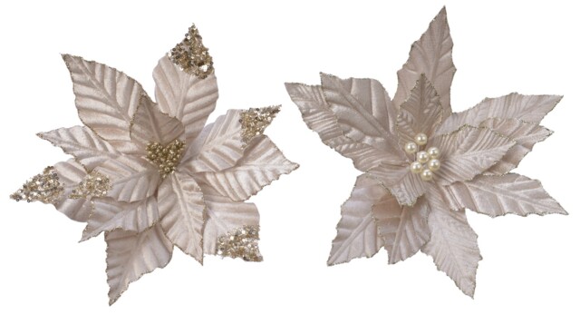 Gold Christmas Tree Decorations Flowers Clips Champagne Sparkle