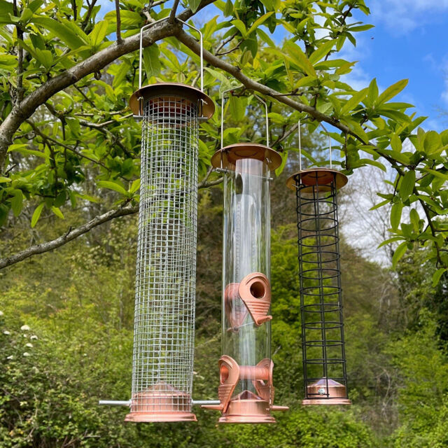 Large Copper Style Hanging Bird Feeder Seed, Nut And Fat Ball Suet