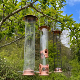 Large Copper Style Hanging Bird Feeder Seed, Nut And Fat Ball Suet